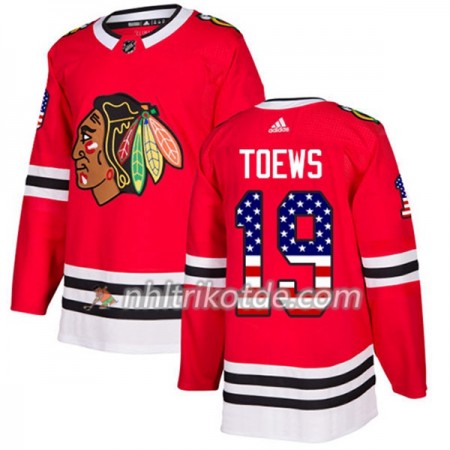 Chicago Blackhawks Trikot Jonathan Toews 19 Adidas 2017-2018 Rot USA Flag Fashion Authentic - Herren